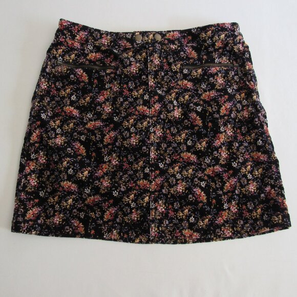 Mossimo Supply Co. Dresses & Skirts - Womens Mossimo Black Floral Corduroy Skirt Size 8